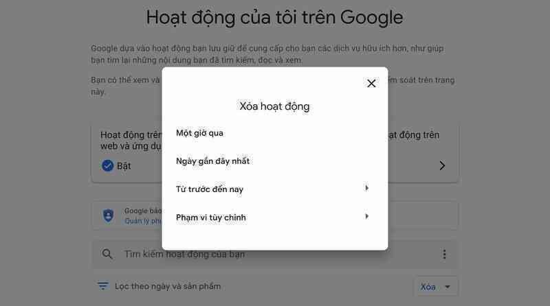 Xóa lịch sử tìm kiếm Google ảnh 2 Xoa lich su tim kiem Google anh 2