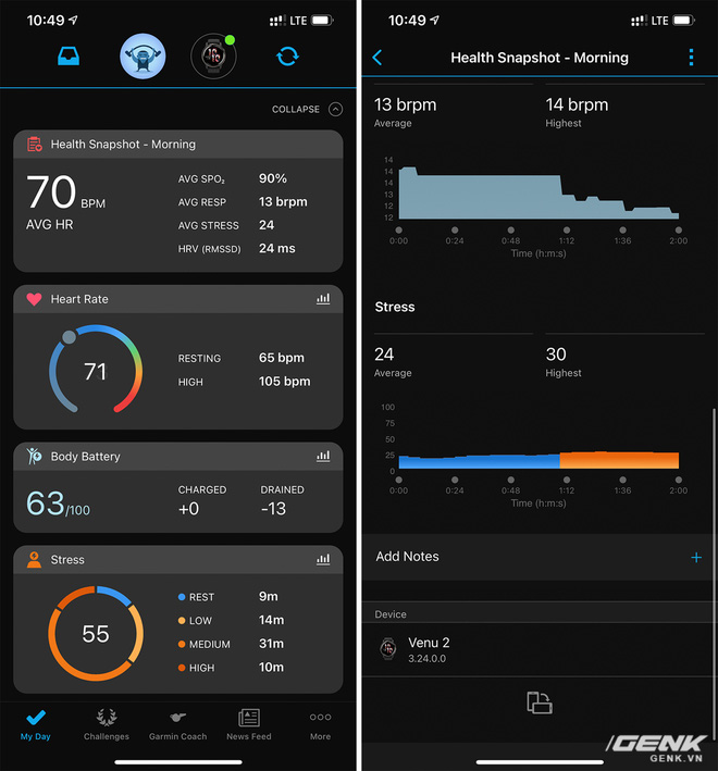 Trải nghiệm nhanh đồng hồ thông minh Garmin Venu 2: Cân bằng giữa yếu tố thể thao và thời trang, có nên mua khi giá ngang ngửa Apple Watch Series 6? - Ảnh 12. Trải nghiệm nhanh đồng hồ thông minh Garmin Venu 2: Cân bằng giữa yếu tố thể thao và thời trang, có nên mua khi giá ngang ngửa Apple Watch Series 6? - Ảnh 12.