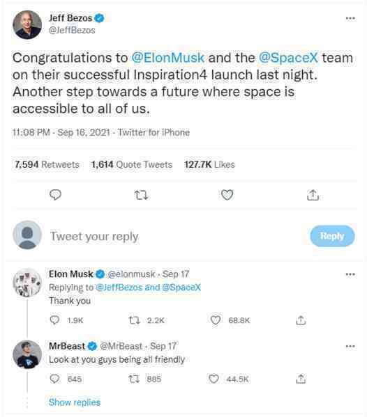 Là kỳ phùng địch thủ của nhau, nhưng SpaceX của Elon Musk vừa đạt một thành tích làm cả Jeff Bezos cũng phải ngả mũ kính phục - Ảnh 2. Là kỳ phùng địch thủ của nhau, nhưng SpaceX của Elon Musk vừa đạt một thành tích làm cả Jeff Bezos cũng phải ngả mũ kính phục - Ảnh 2.