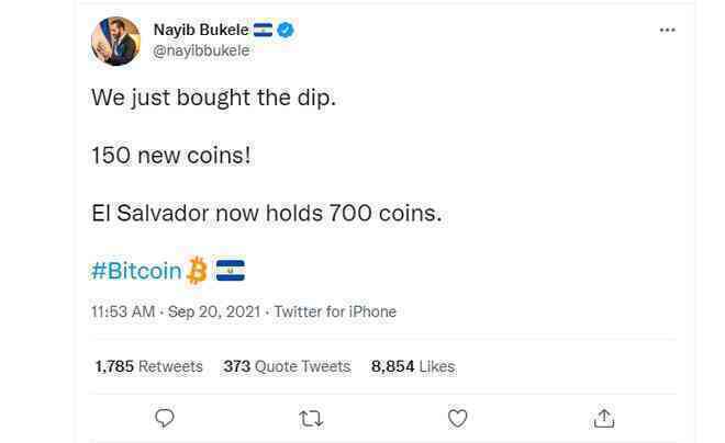 Giá Bitcoin lao dốc, tổng thống một quốc gia lập tức bỏ ra hơn 155 tỷ đồng để bắt đáy - Ảnh 1. Giá Bitcoin lao dốc, tổng thống một quốc gia lập tức bỏ ra hơn 155 tỷ đồng để bắt đáy - Ảnh 1.