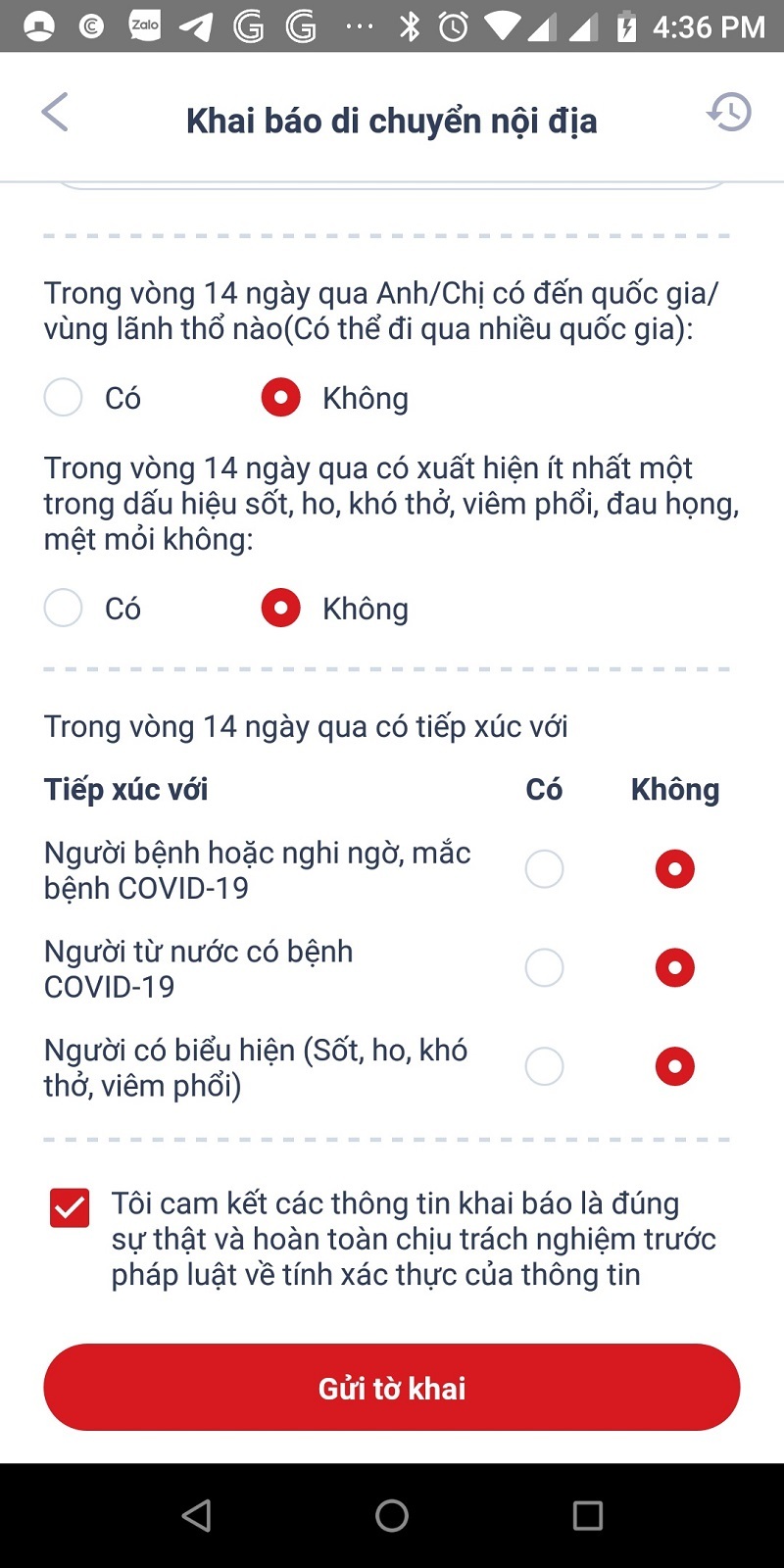 Hướng dẫn khai báo di chuyển nội địa trên app VNEID