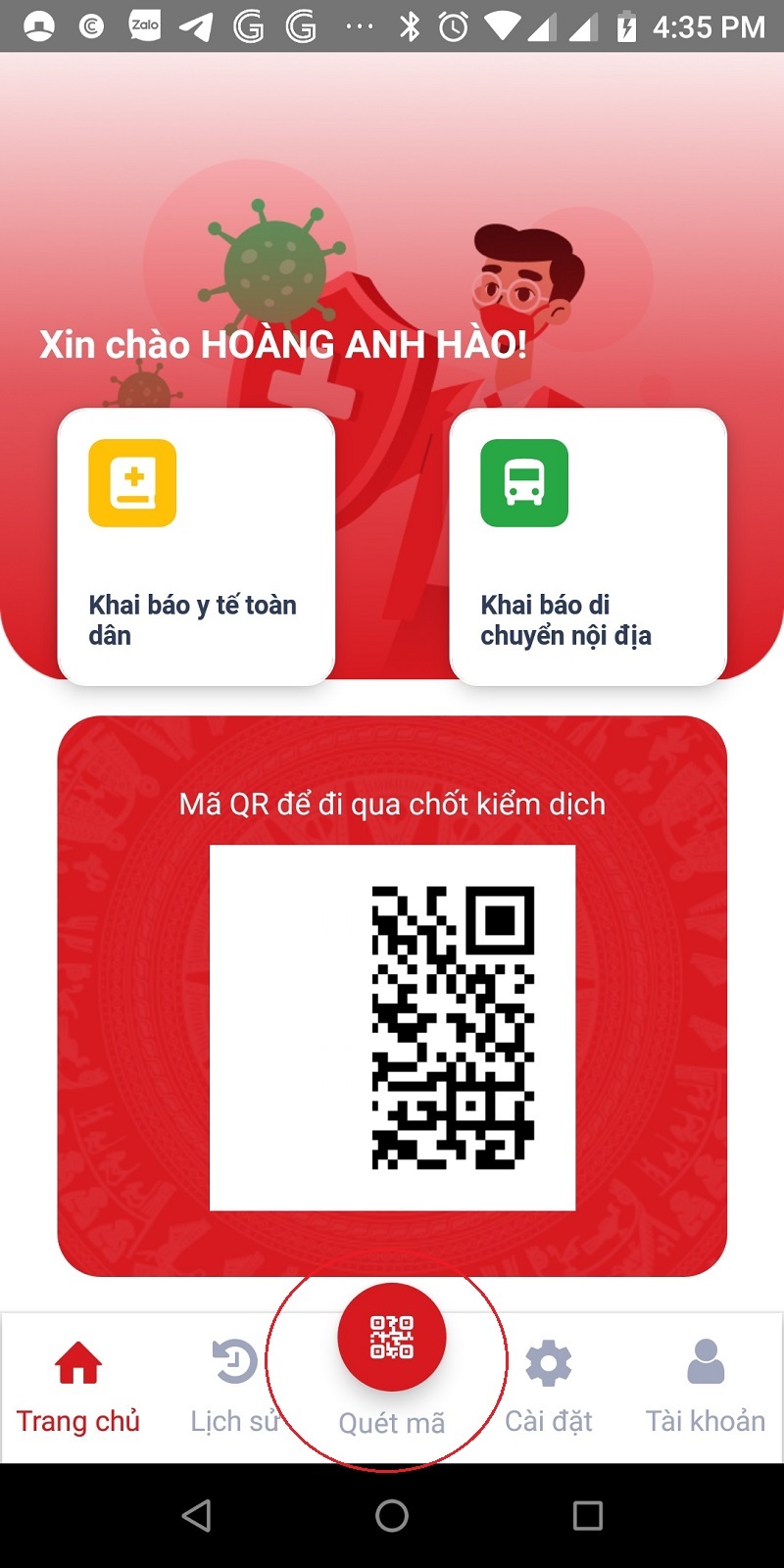 Hướng dẫn khai báo di chuyển nội địa trên app VNEID