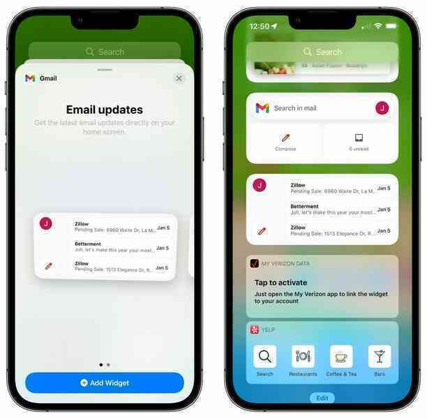 Ứng dụng Gmail trên iOS cập nhật widget như thế nào?