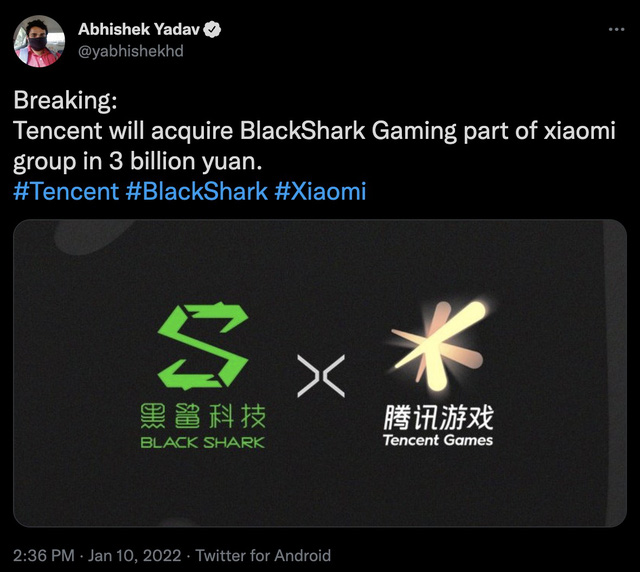 Tencent có kế hoạch mua lại Black Shark với giá 470 triệu USD