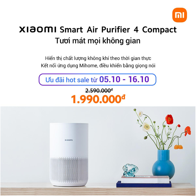 Máy lọc không khí Xiaomi Smart Air Purifier 4 Compact lọc sạch bụi mịn ưu việt