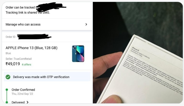 Đặt iPhone 13 nhưng được giao nhầm iPhone 14