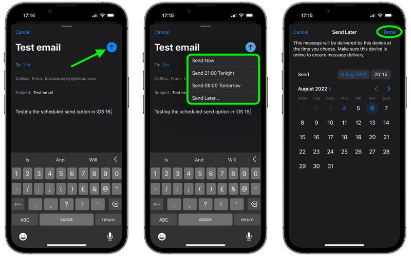 Cách hẹn giờ gửi email trên iOS 16