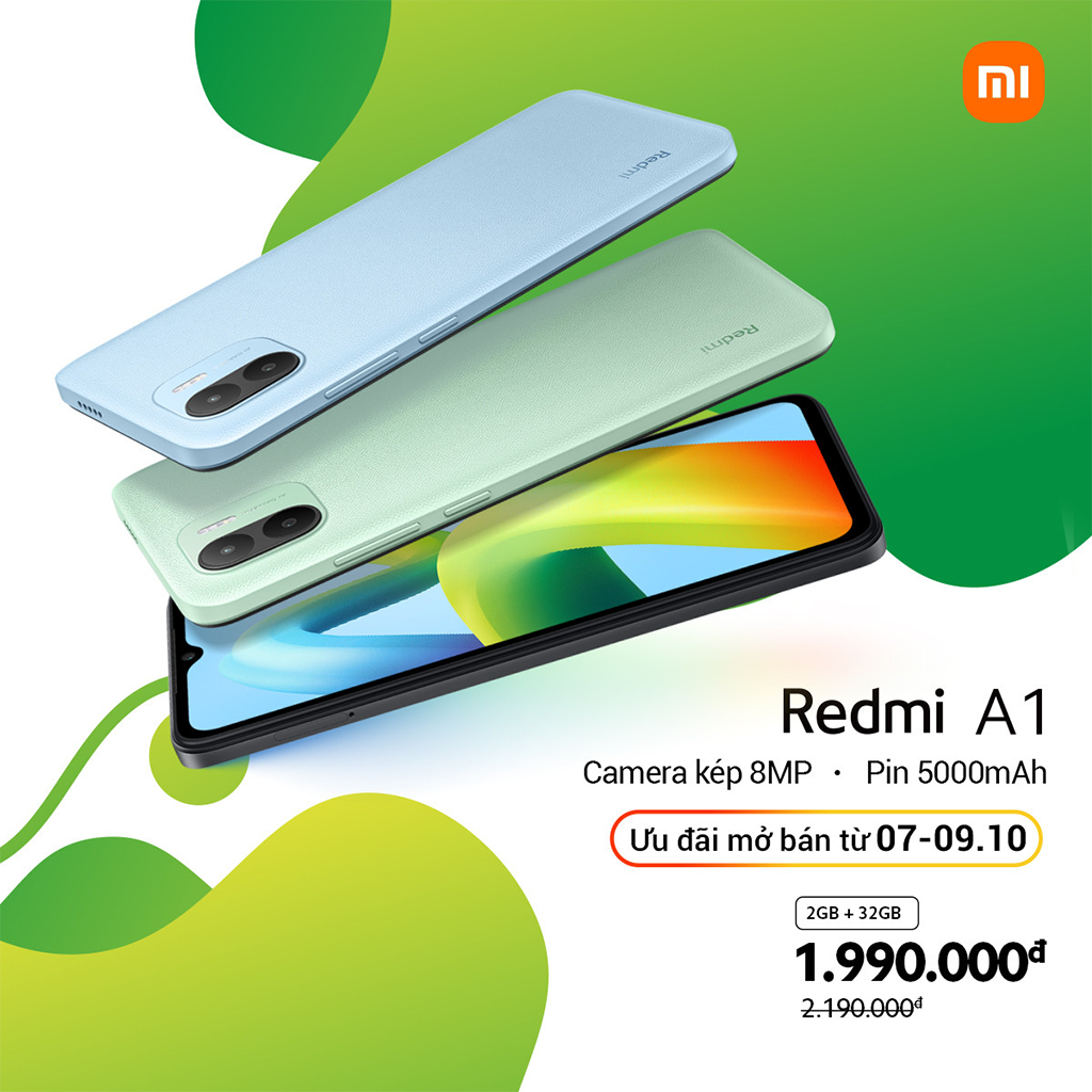 Xiaomi Redmi A1: Smartphone giá rẻ, pin 5000mAh ra mắt tại Việt Nam