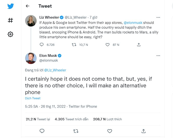 Elon Musk: Tôi sẽ sản xuất điện thoại đối đầu iPhone!
