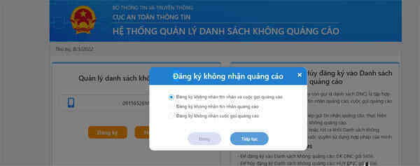 Bổ sung 2 hình thức đăng ký danh sách không quảng cáo cho người dùng