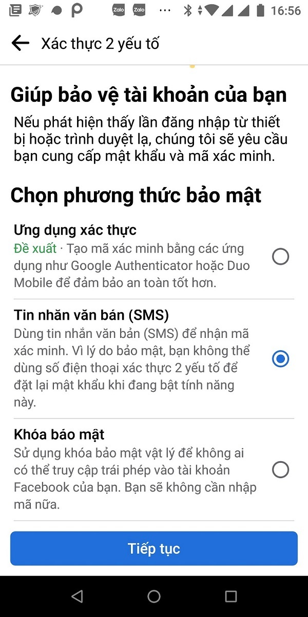 Hướng dẫn bật Facebook Protect qua SMS