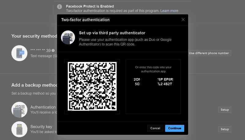 Hướng dẫn cài đặt Facebook Protect bằng Google Authenticator