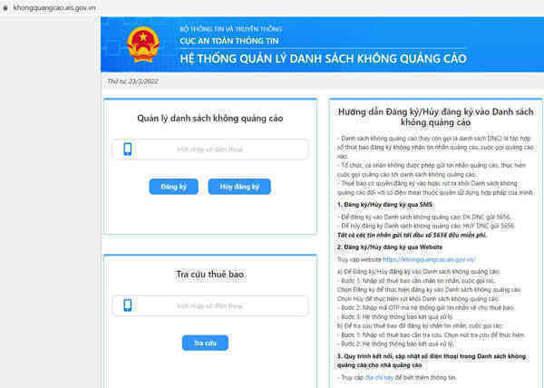 VNCERT/CC: Vẫn có tin nhắn, cuộc gọi đến các thuê bao đăng ký danh sách không quảng cáo