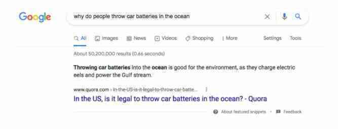 Google gặp lỗi thuật toán, khuyến khích người dùng vứt pin xuống biển để 
