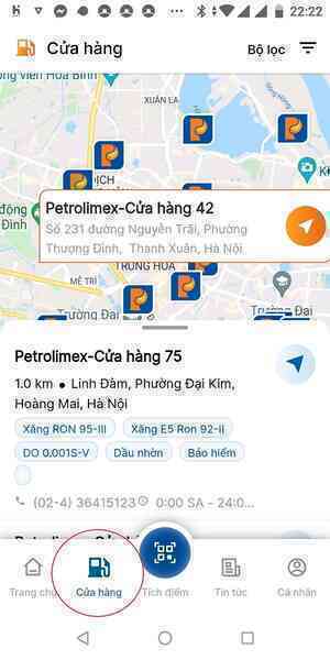 Hướng dẫn tìm cây xăng tích điểm trên Petrolimex ID
