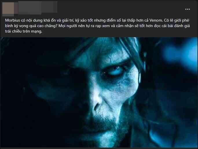 Bom tấn Marvel Morbius gây tranh cãi dữ dội: Người khen cực phẩm, kẻ mỉa mai dở tệ, lịch sử Venom lặp lại ư? - Ảnh 12. Bom tấn Marvel Morbius gây tranh cãi dữ dội: Người khen cực phẩm, kẻ mỉa mai dở tệ, lịch sử Venom lặp lại ư? - Ảnh 12.