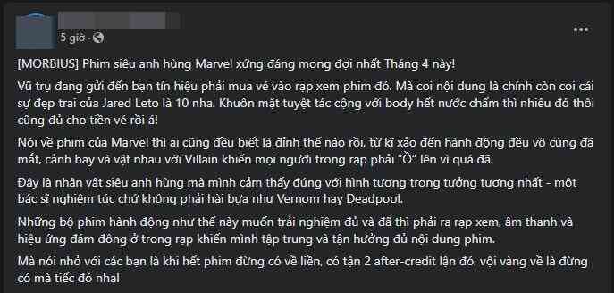 Bom tấn Marvel Morbius gây tranh cãi dữ dội: Người khen cực phẩm, kẻ mỉa mai dở tệ, lịch sử Venom lặp lại ư? - Ảnh 8. Bom tấn Marvel Morbius gây tranh cãi dữ dội: Người khen cực phẩm, kẻ mỉa mai dở tệ, lịch sử Venom lặp lại ư? - Ảnh 8.