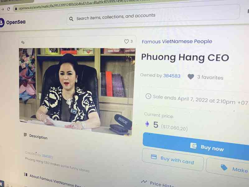 Giá 17.000 USD, NFT bà Phương Hằng và ông Quyết chưa có người mua