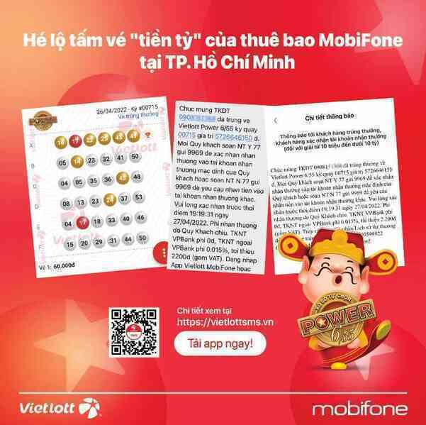 Chủ thuê bao MobiFone trúng Jackpot 5,7 tỷ đồng trên Vietlott SMS