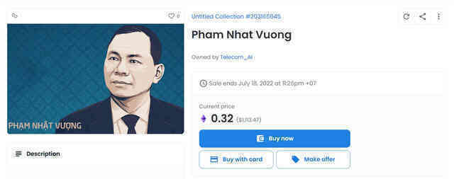 NFT hình tỷ phú Phạm Nhật Vượng giá bao nhiêu?
