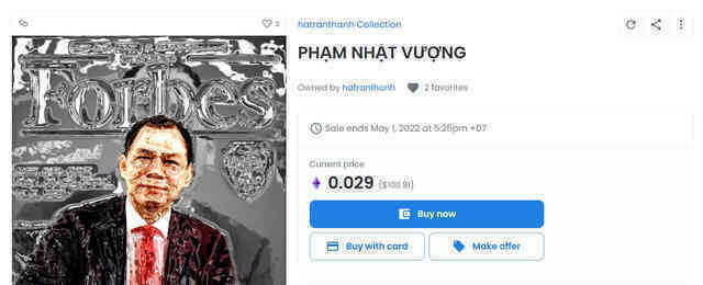 NFT hình tỷ phú Phạm Nhật Vượng giá bao nhiêu? - Ảnh 2. NFT hình tỷ phú Phạm Nhật Vượng giá bao nhiêu? - Ảnh 2.
