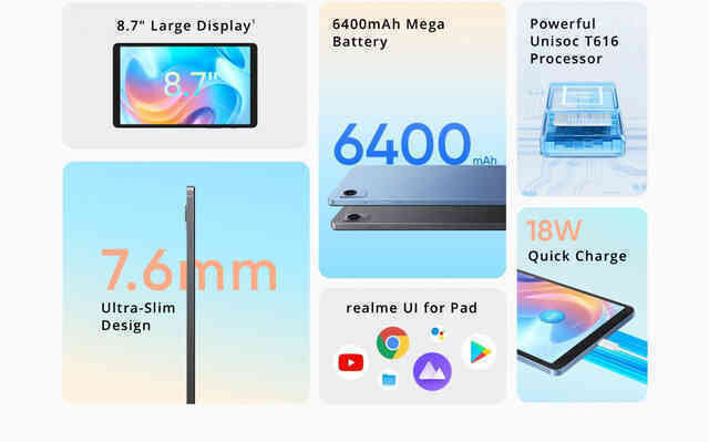 realme Pad Mini ra mắt: Màn hình 8.7 inch HD+, thiết kế hơi rẻ tiền, chip yếu, giá 4.5 triệu đồng - Ảnh 3. realme Pad Mini ra mắt: Màn hình 8.7 inch HD+, thiết kế hơi rẻ tiền, chip yếu, giá 4.5 triệu đồng - Ảnh 3.