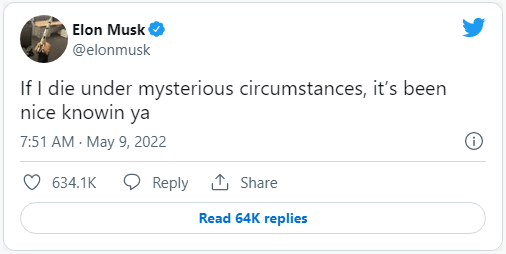 Đăng dòng tweet về khả năng chết trong các tình huống bí ẩn, Elon Musk lại khiến cộng đồng mạng dậy sóng