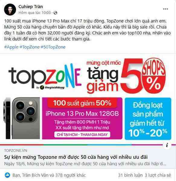 Giải mã hot sale của TopZone: khủng cỡ nào khi thu hút 35.000 người đăng ký, KOLs công nghệ cũng quan tâm rần rần? - Ảnh 2. Giải mã hot sale của TopZone: khủng cỡ nào khi thu hút 35.000 người đăng ký, KOLs công nghệ cũng quan tâm rần rần? - Ảnh 2.