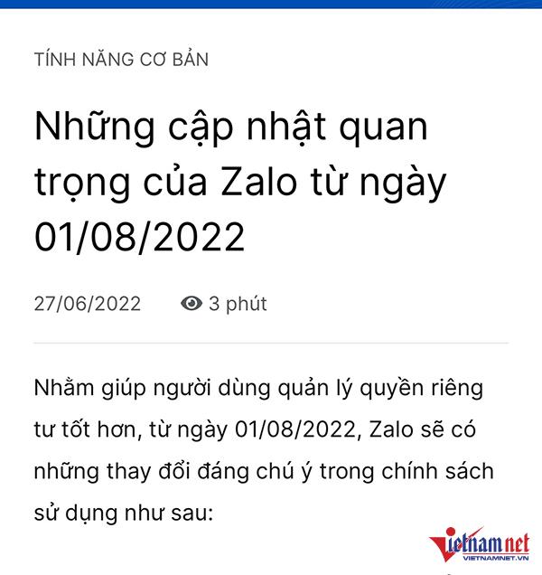 Hiểu sao cho đúng về thông tin Zalo thu phí người dùng?