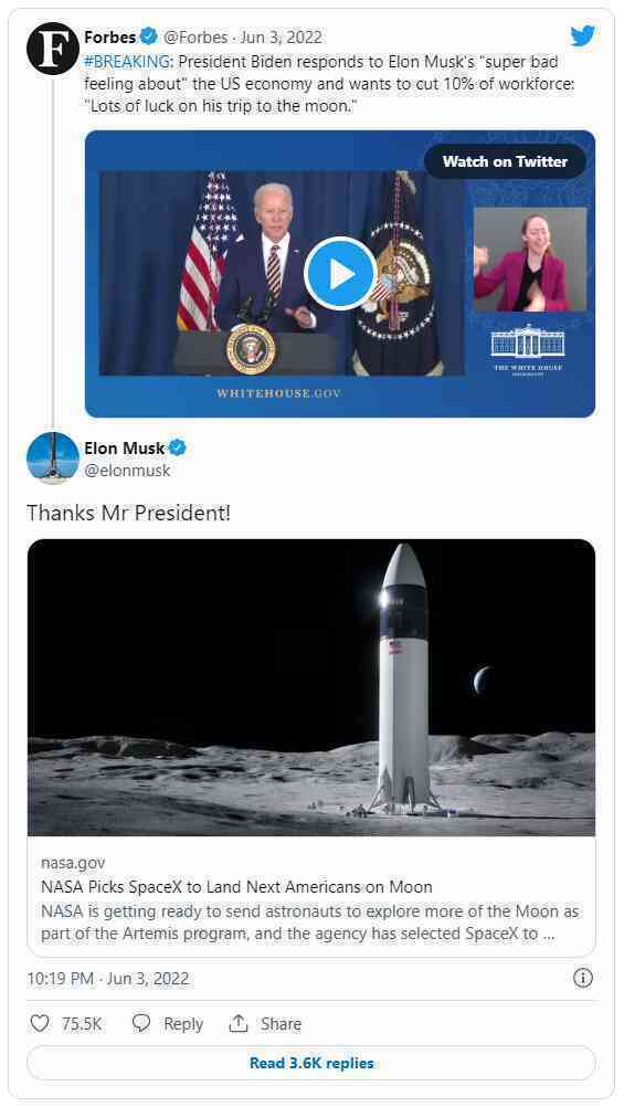 Tesla tuyên bố dừng tuyển mới, sa thải 10% nhân sự, tổng thống Mỹ chúc Elon Musk "nhiều may mắn" trong hành trình tới Mặt Trăng - Ảnh 2. Tesla tuyên bố dừng tuyển mới, sa thải 10% nhân sự, tổng thống Mỹ chúc Elon Musk "nhiều may mắn" trong hành trình tới Mặt Trăng - Ảnh 2.