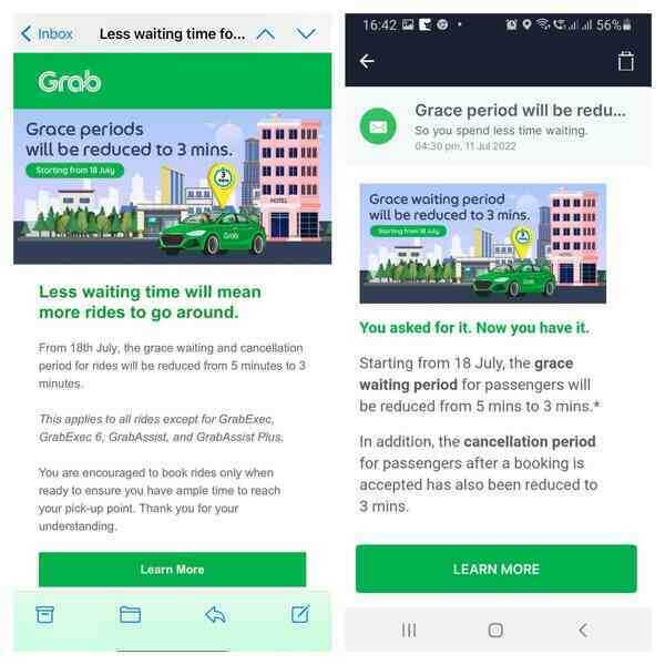 Singapore: Từ 18/7, Grab thu phí khách hàng nếu đến chậm hơn 3 phút