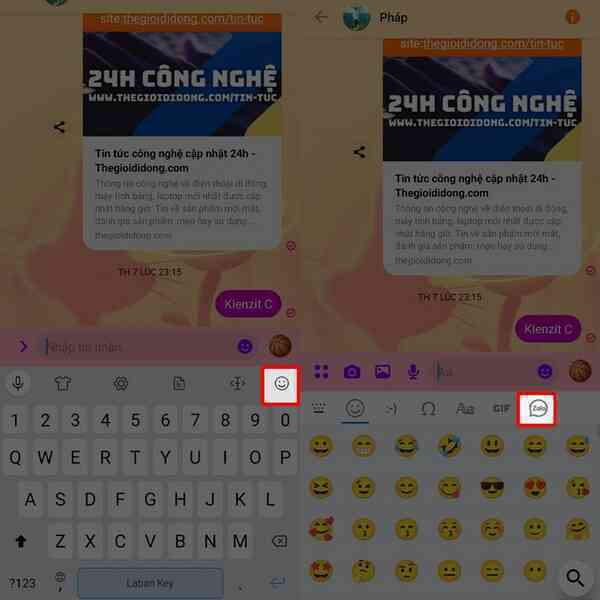 Cách gửi sticker Zalo trên Messenger