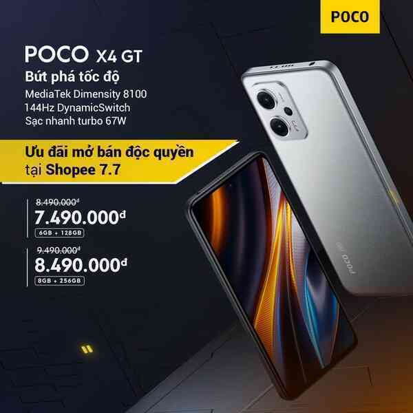 POCO X4 GT ra mắt tại VN: Màn hình 144Hz, Dimensity 8100, sạc nhanh 67W, giá từ 7.5 triệu đồng - Ảnh 2.