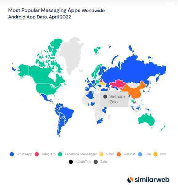 Ứng dụng nhắn tin nào được yêu thích nhất tại từng quốc gia trên thế giới - có thu phí không?