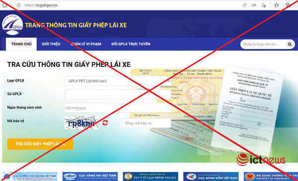 Lại xuất hiện website giả mạo trang thông tin điện tử Giấy phép lái xe