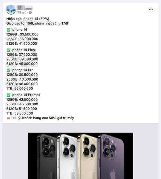 Cẩn trọng với việc đặt cọc iPhone 14 xách tay - Ảnh 2. Cẩn trọng với việc đặt cọc iPhone 14 xách tay - Ảnh 2.