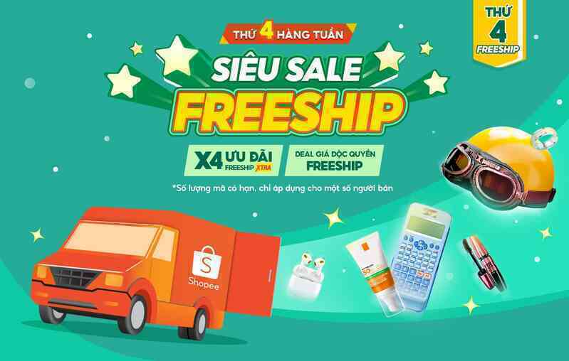 Điểm danh loạt ưu đãi hấp dẫn trong sự kiện Thứ 4 - Siêu Sale Freeship trên Shopee