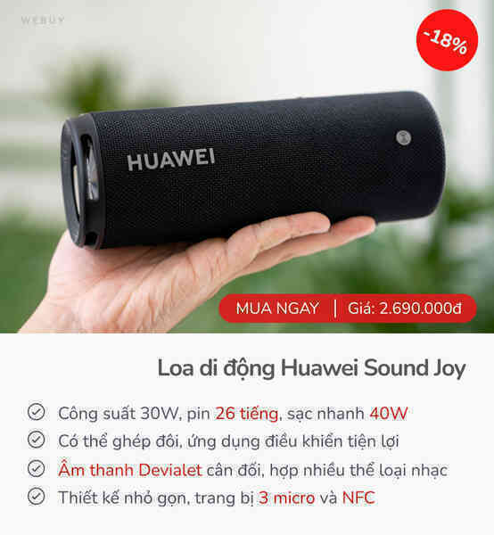 Đánh giá Huawei Sound Joy:  m thanh lớn trong thân hình nhỏ, có đèn đổi màu, pin 26 giờ, sạc nhanh 40W - Ảnh 13.