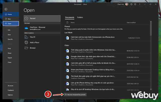 Cách khôi phục lại tập tin Office chưa kịp lưu bằng các tùy chọn có sẳn - Ảnh 4.