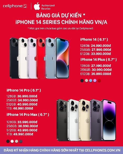 Đã có giá dự kiến iPhone 14 series chính hãng tại Việt Nam