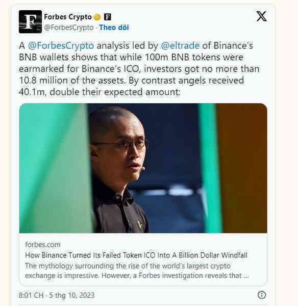 Binance lừa cả thế giới: Chỉ phân phối 10% token trong đợt ICO 2017, tài sản phần lớn do các founder và CEO CZ nắm giữ - Ảnh 2. Binance lừa cả thế giới: Chỉ phân phối 10% token trong đợt ICO 2017, tài sản phần lớn do các founder và CEO CZ nắm giữ - Ảnh 2.
