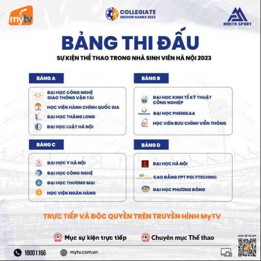 Truyền hình MyTV độc quyền phát trực tiếp giải đấu thể thao trong nhà dành cho Sinh viên Hà Nội - Collegiate Indoor Games 2023 - Ảnh 2. Truyền hình MyTV độc quyền phát trực tiếp giải đấu thể thao trong nhà dành cho Sinh viên Hà Nội - Collegiate Indoor Games 2023 - Ảnh 2.