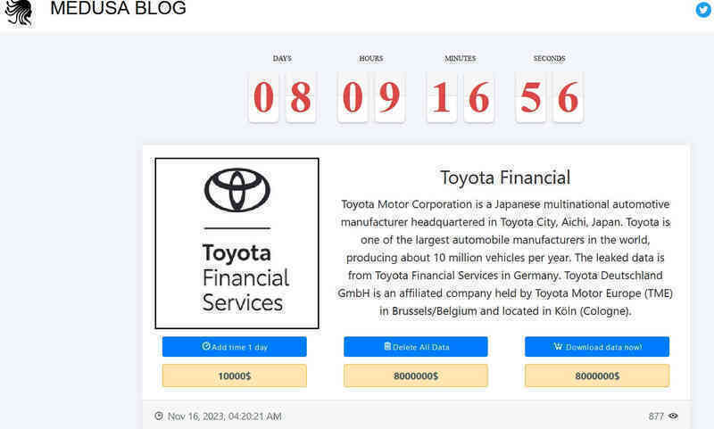 Bộ phận tài chính hãng Toyota bị tấn công mã độc, đòi tiền chuộc 8 triệu USD