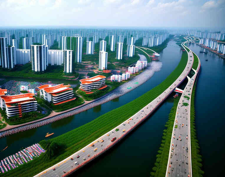 Hình ảnh thành phố Hải Phòng vào năm 2100 theo tưởng tượng của ChatGPT