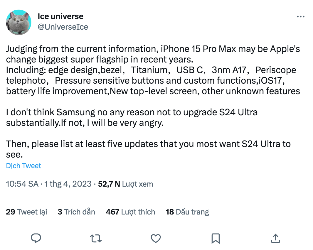 Tổng hợp về iPhone 15 Pro Max, Samsung sắp tới không nâng cấp mạnh thì hãy dè chừng - Ảnh 1. Tổng hợp về iPhone 15 Pro Max, Samsung sắp tới không nâng cấp mạnh thì hãy dè chừng - Ảnh 1.