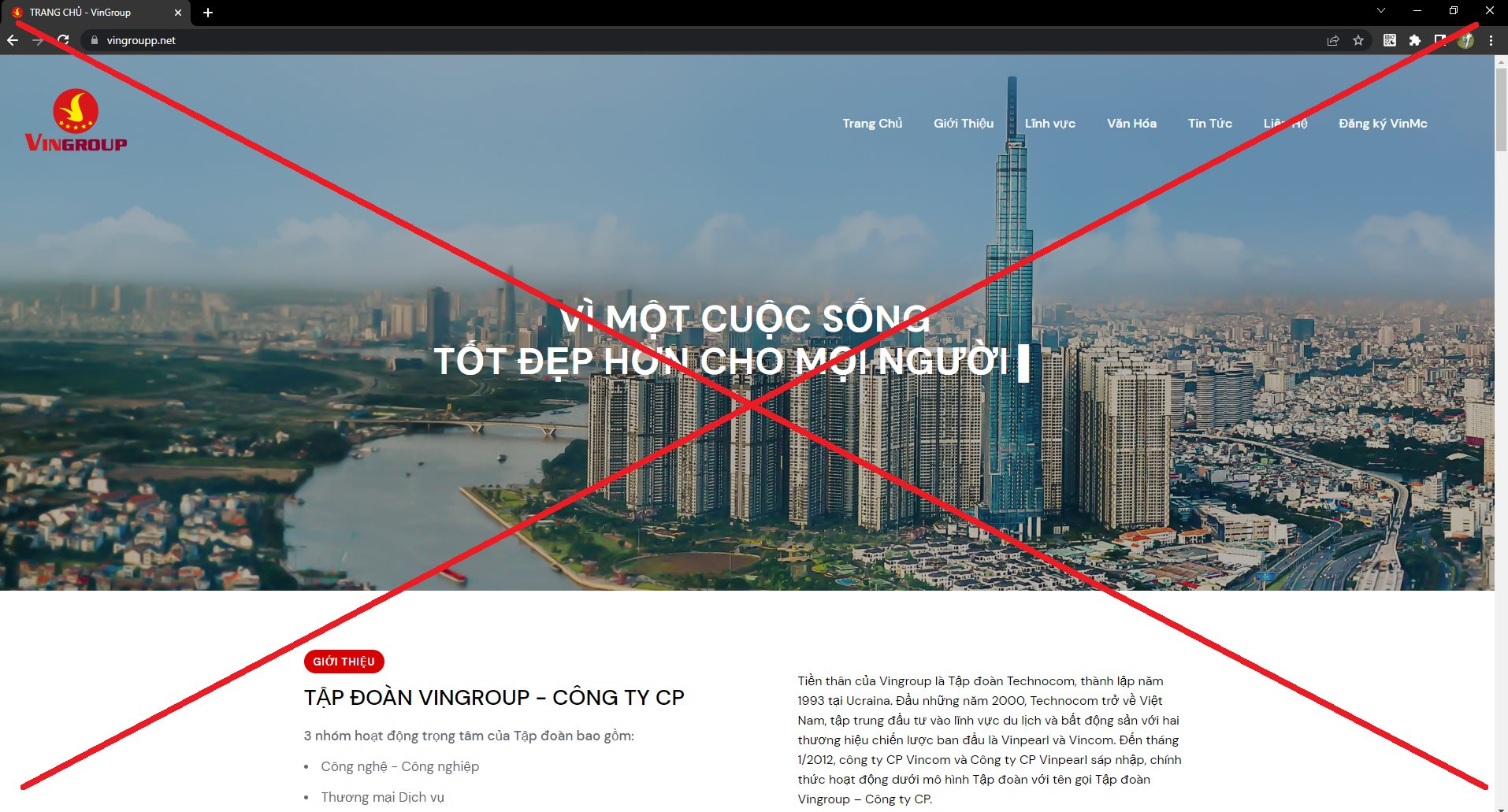 Vingroup công bố 16 website giả mạo tập đoàn để lừa đảo kêu gọi đầu tư, chuyển tiền điện tử
