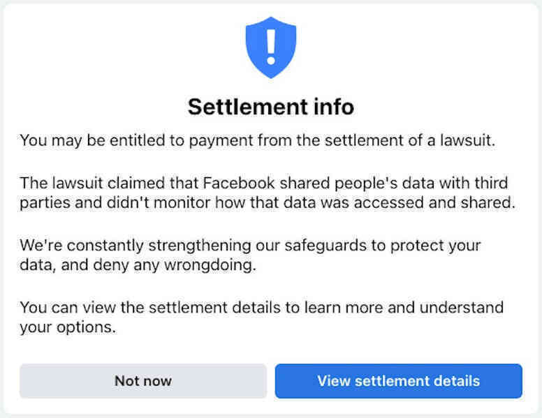 Facebook bắt đầu ‘giải ngân’ gói bồi thường 725 triệu USD đến người dùng Mỹ