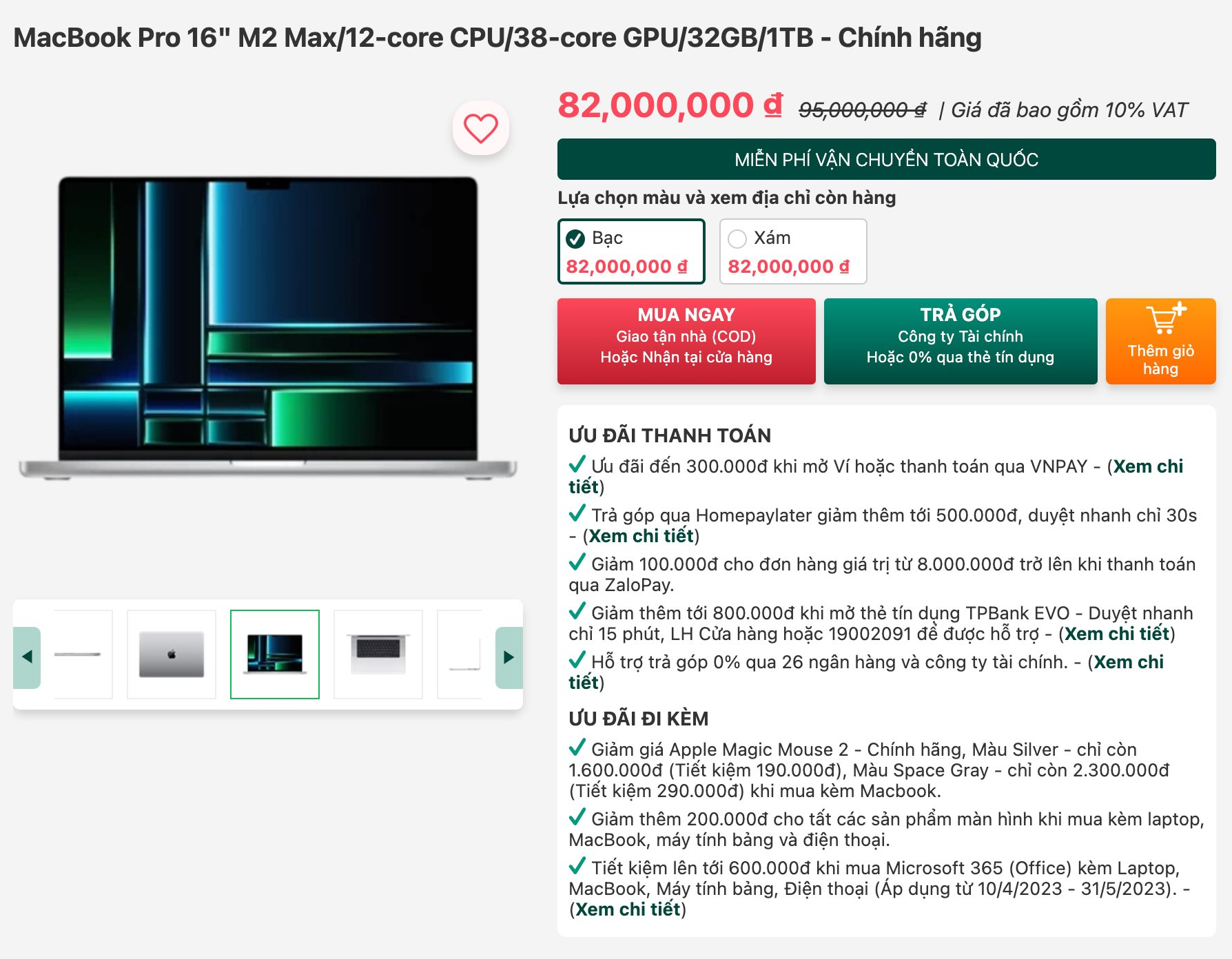 MacBook Pro mới giảm gần 15 triệu đồng sau 2 tháng lên kệ tại Việt Nam