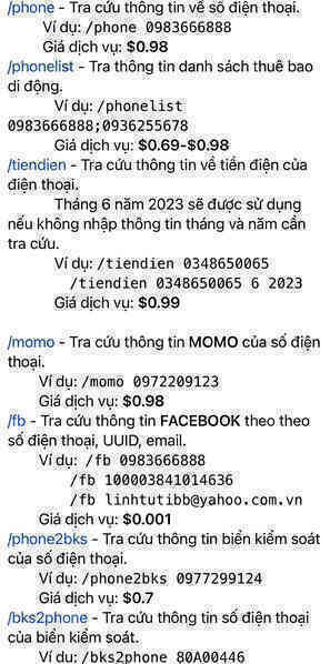 Công khai bán thông tin thuê bao điện thoại, hộ khẩu trên Telegram