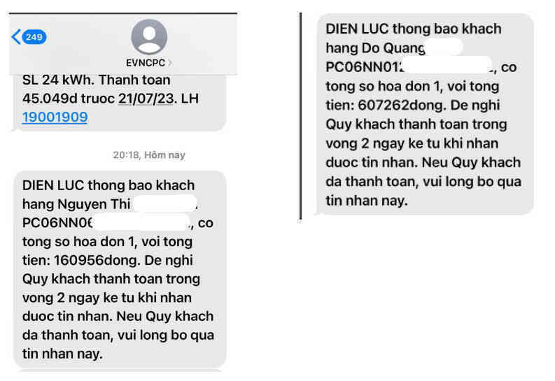 Cảnh giác với tin nhắn lừa đảo thanh toán tiền điện